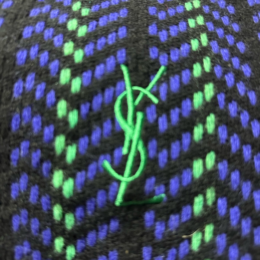 YSL Black and Green Patterned Fabric